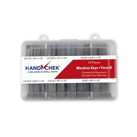 Handi-Chek Key Stock and Machine Keys Assortment Key Stock Assortment, Plain, 70 Pieces DISP-MK070HC